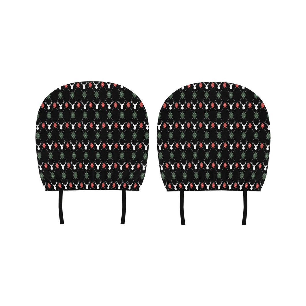 Deer Christmas new year pattern argyle Car Headrest Cover