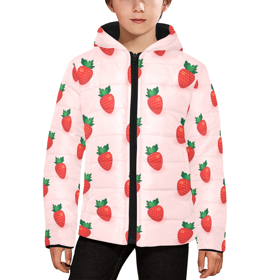 Strawberry beautiful pattern Kids' Boys' Girls' Padded Hooded Jacket