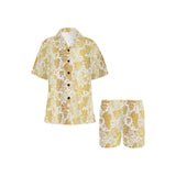 Gold grape pattern Women's V-Neck Short Pajama Set