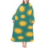 Sun green background Blanket Robe with Sleeves