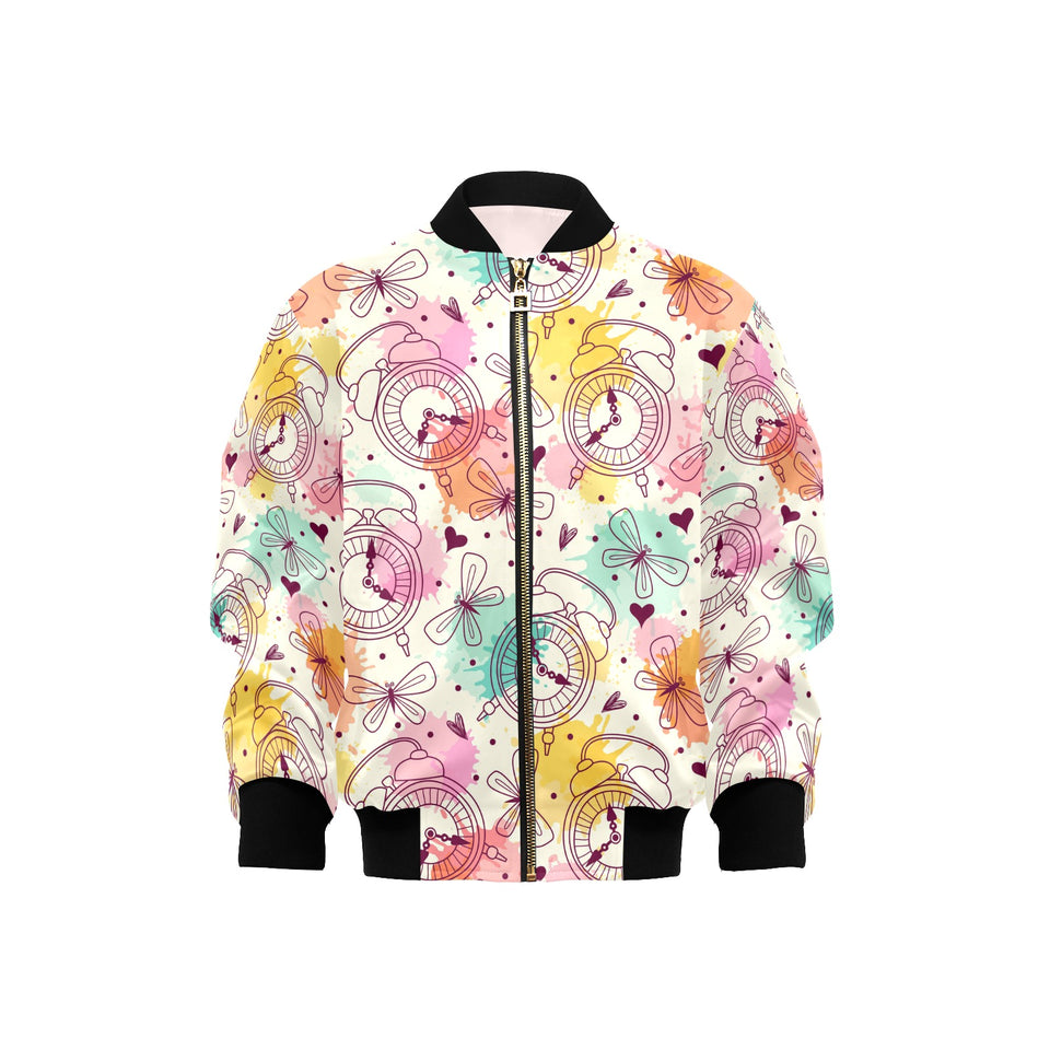 Clock butterfly pattern Kids' Boys' Girls' Bomber Jacket