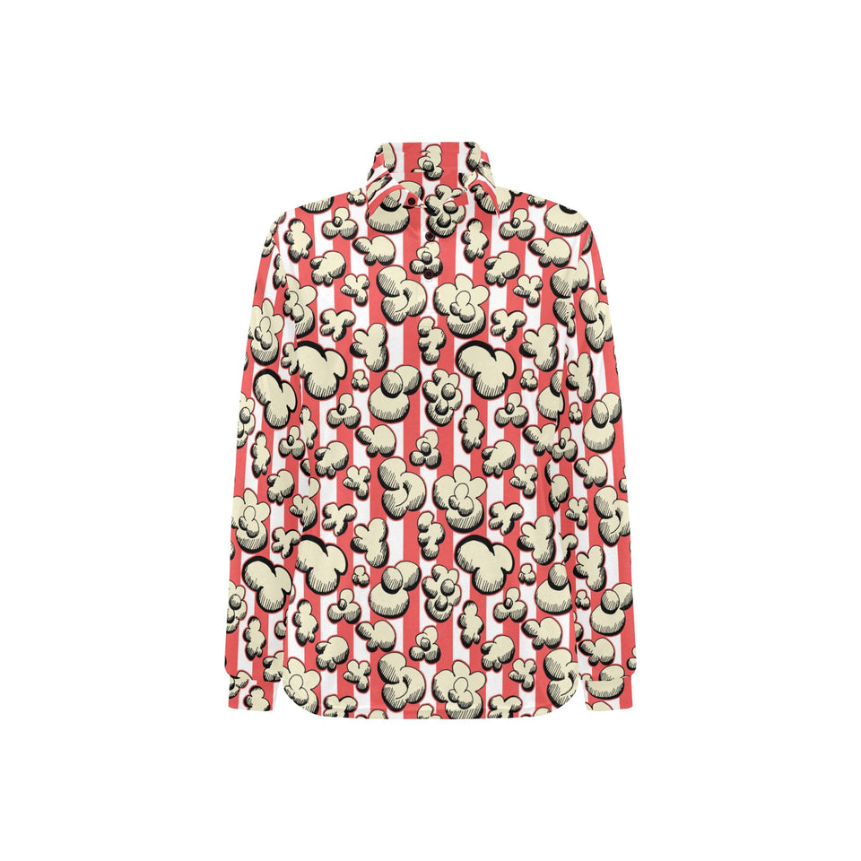 Popcorn Pattern Print Design 05 Women's Long Sleeve Polo Shirt