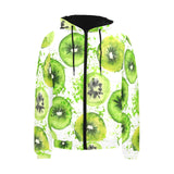Watercolor kiwi pattern Men's Padded Hooded Jacket