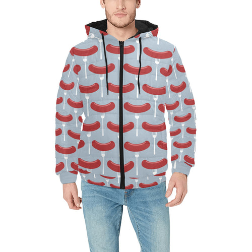 Sausage Pattern Print Design 02 Men's Padded Hooded Jacket