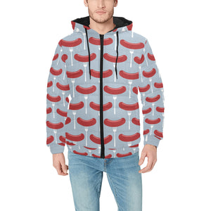 Sausage Pattern Print Design 02 Men's Padded Hooded Jacket