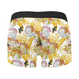 Cool Bee honeycomb leaves pattern Men's All Over Print Boxer Briefs Men's Underwear