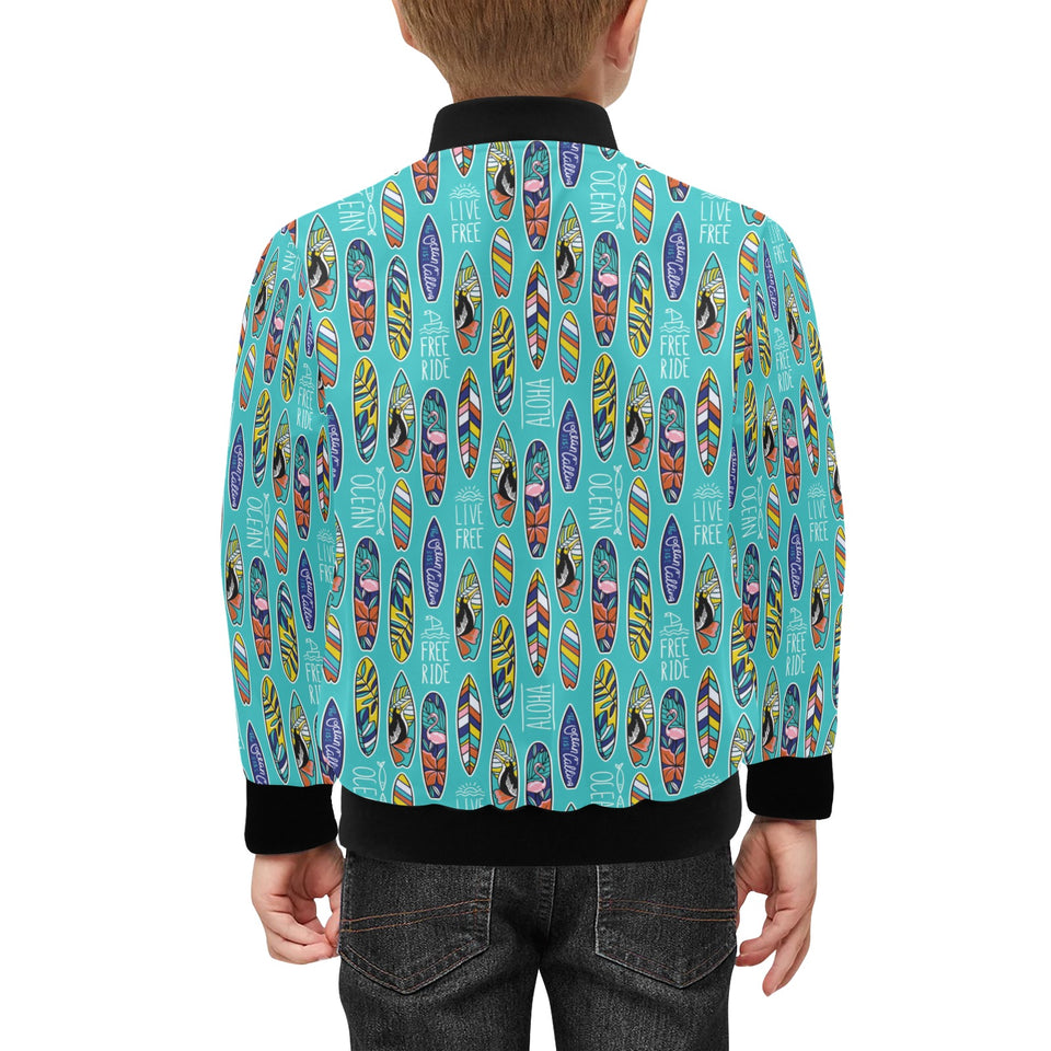 Surfboard Pattern Print Design 05 Kids' Boys' Girls' Bomber Jacket