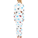 Watercolor helicopter cloud pattern Women's Long Pajama Set