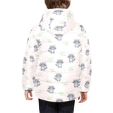 cute raccoons leaves pattern Kids' Boys' Girls' Padded Hooded Jacket
