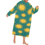 Sun green background Blanket Robe with Sleeves