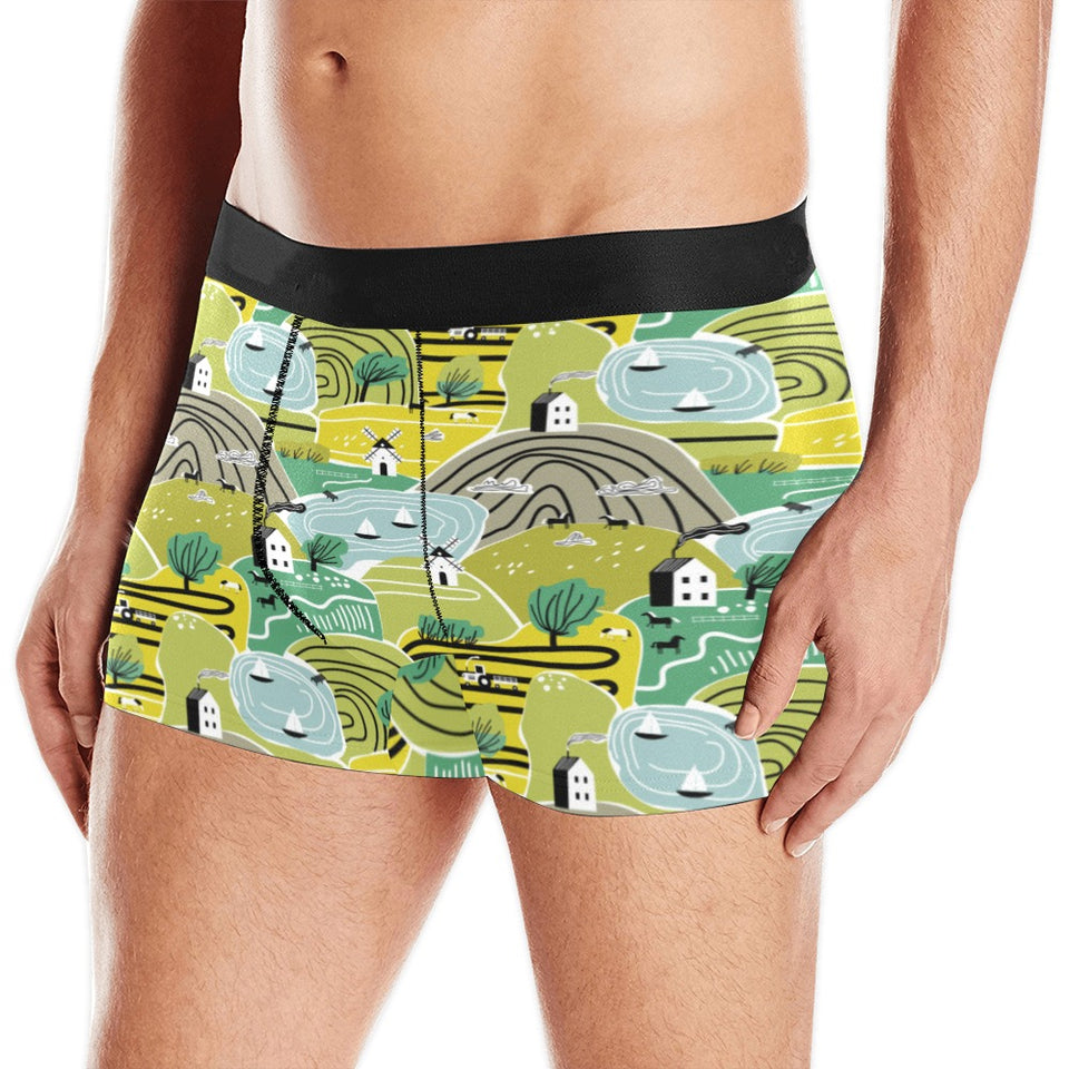 Hand drawn windmill pattern Men's All Over Print Boxer Briefs Men's Underwear