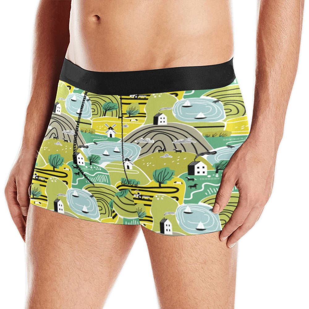 Hand drawn windmill pattern Men's All Over Print Boxer Briefs Men's Underwear