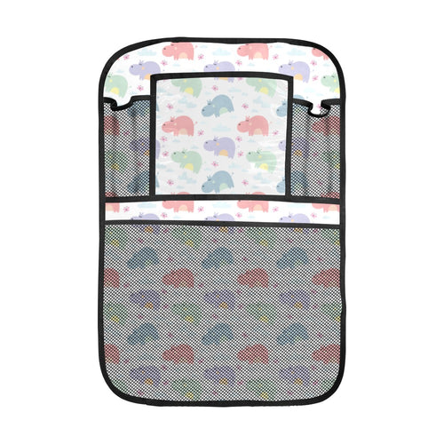 Hippopotamus Pattern Print Design 03 Car Seat Back Organizer