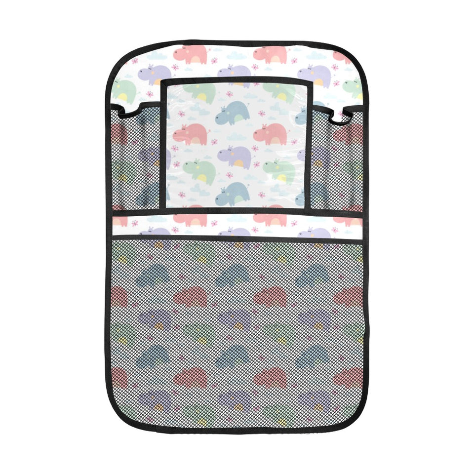 Hippopotamus Pattern Print Design 03 Car Seat Back Organizer