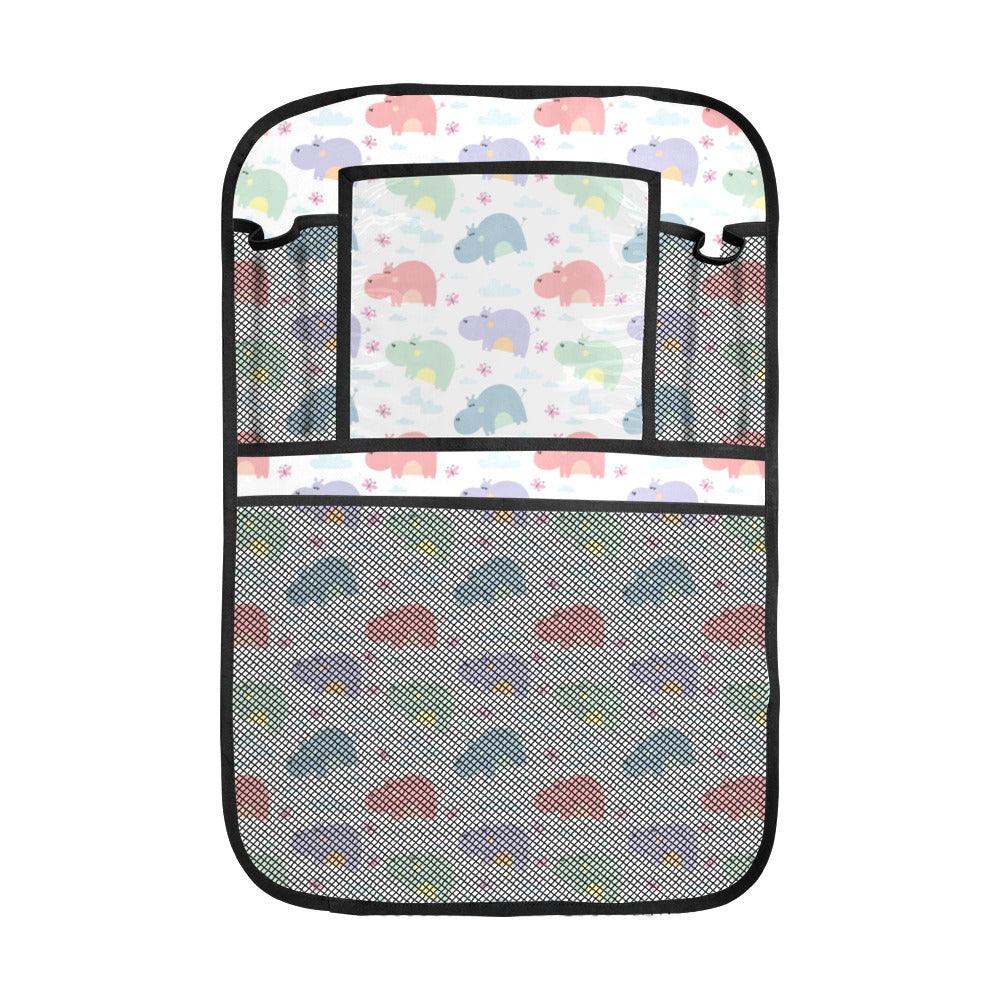 Hippopotamus Pattern Print Design 03 Car Seat Back Organizer