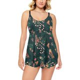 Snake forest pattern Chest Sexy Pleated Two Piece Swim Dress