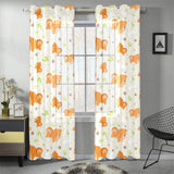 Cute brown pomeranian paw leave bone pattern Gauze Curtain