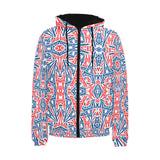 Blue Red Eiffel Tower Pattern Print Design 02 Men's Padded Hooded Jacket