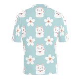 Maneki neko cat sakura Men's All Over Print Polo Shirt