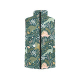 dinosaurs tropical leaves flower pattern Women's Padded Vest