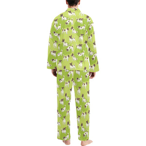 Jack Russel Pattern Print Design 01 Men's Long Pajama Set