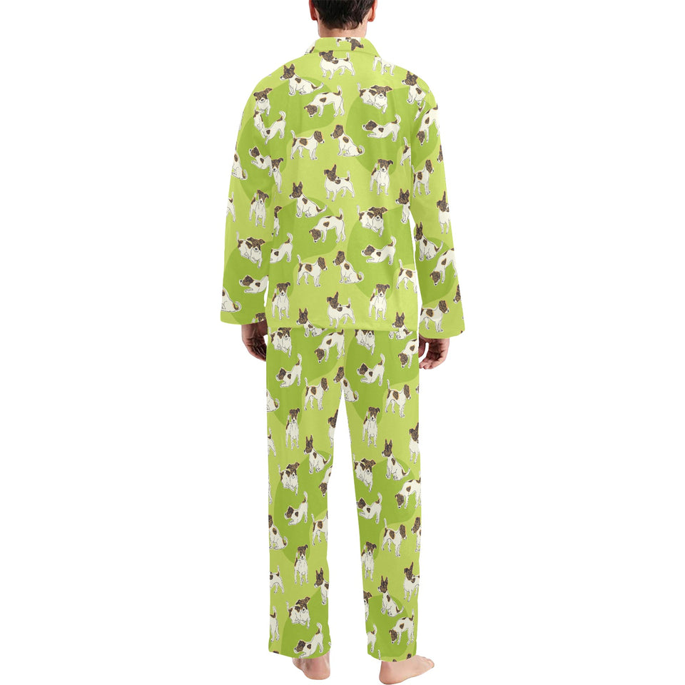 Jack Russel Pattern Print Design 01 Men's Long Pajama Set