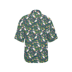 Pelican Pattern Print Design 05 Women's All Over Print Hawaiian Shirt