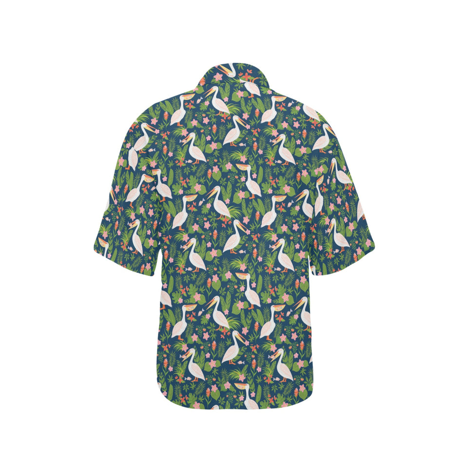 Pelican Pattern Print Design 05 Women's All Over Print Hawaiian Shirt