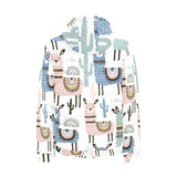 lama Alpaca cactus hand drawn pattern Men's Padded Hooded Jacket