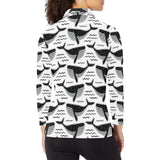 Black whale pattern Women's Long Sleeve Polo Shirt