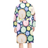 Colorful clock background Men's Long Sleeve Belted Night Robe