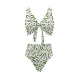 Hand drawn sketch style green Chili peppers patter Chest Bowknot High Waisted Bikini Swimsuit
