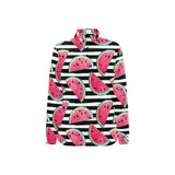 Watercolor paint textured watermelon pieces Women's Long Sleeve Polo Shirt