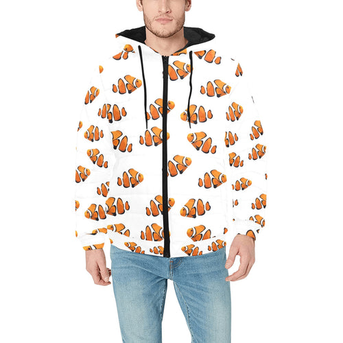 Clown Fish Pattern Print Design 03 Men's Padded Hooded Jacket