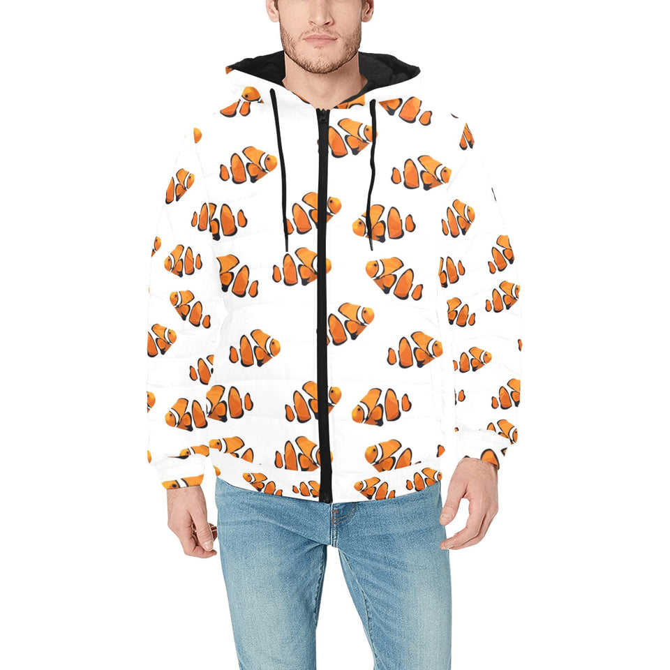 Clown Fish Pattern Print Design 03 Men's Padded Hooded Jacket
