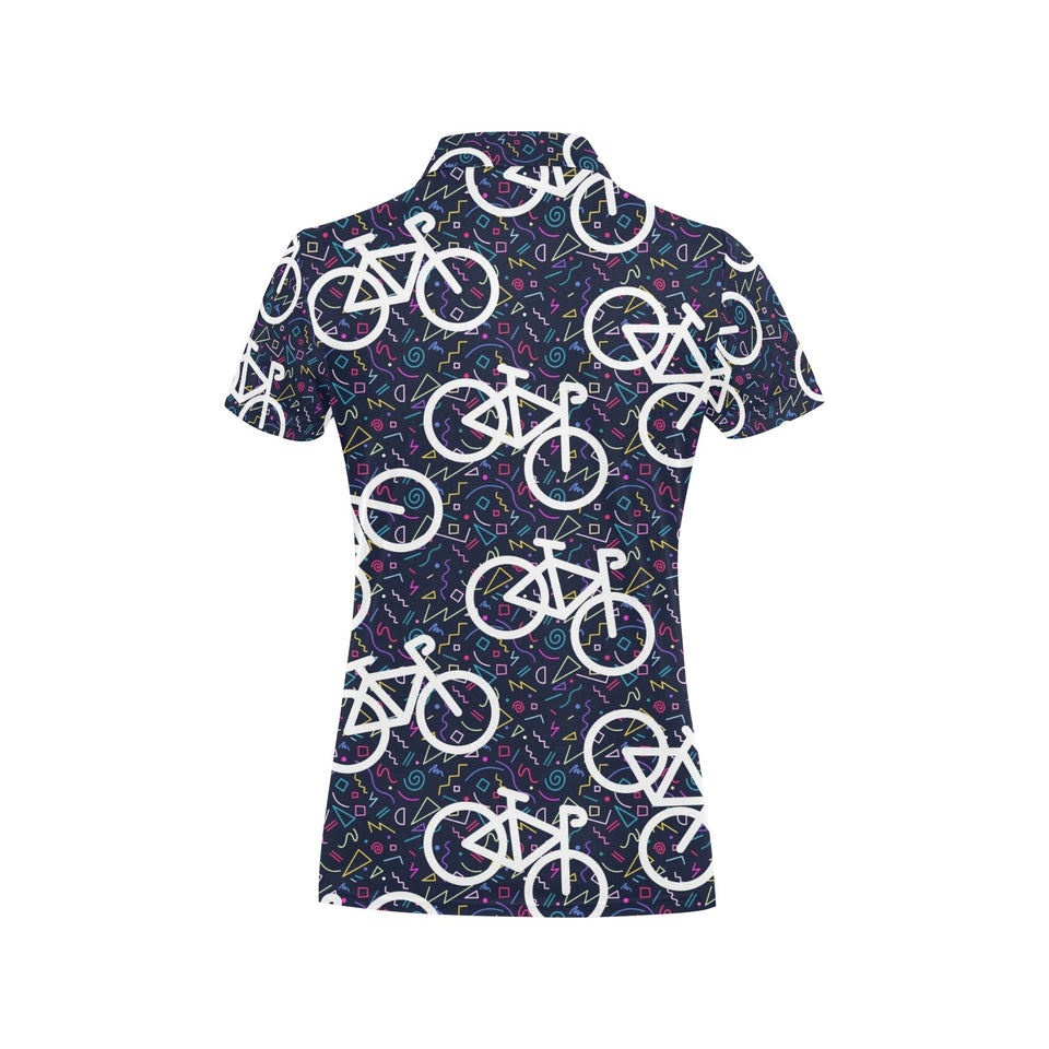 Bicycle Pattern Print Design 03 Women's All Over Print Polo Shirt
