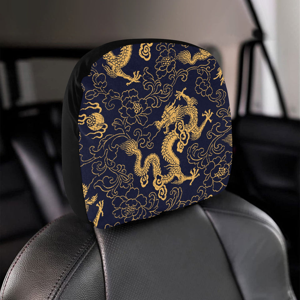 Gold dragon pattern Car Headrest Cover