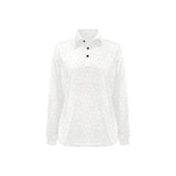 arabic white pattern Women's Long Sleeve Polo Shirt