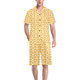 Pretzels Pattern Print Design 01 Men's V-Neck Short Pajama Set