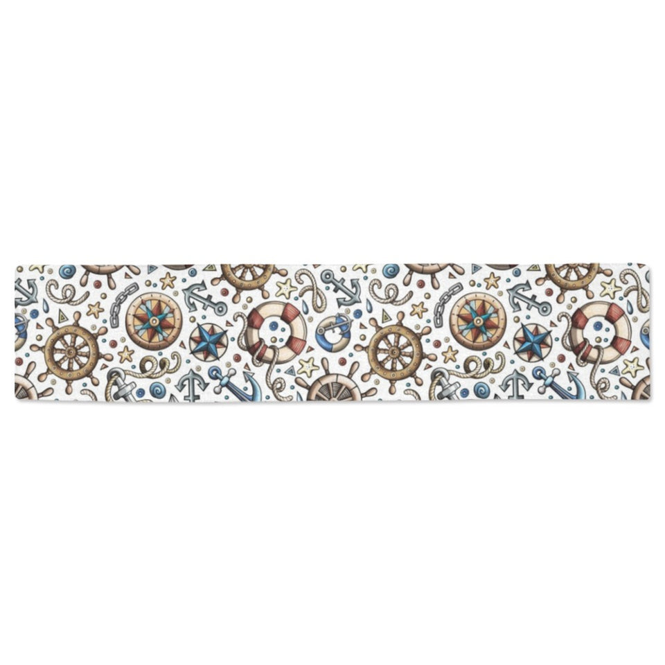 Cute nautical steering wheel anchor pattern Table Runner