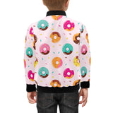 Donut pattern glaze pink background Kids' Boys' Girls' Bomber Jacket