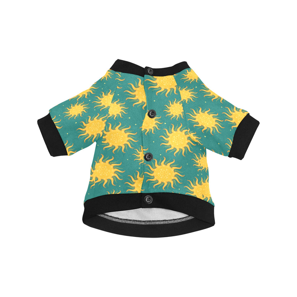 Sun green background All Over Print Pet Dog Round Neck Fuzzy Shirt