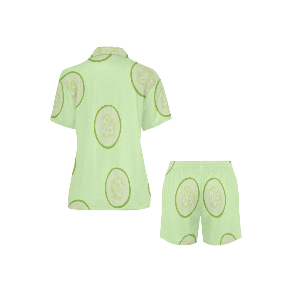 Cucumber pattern Women's V-Neck Short Pajama Set