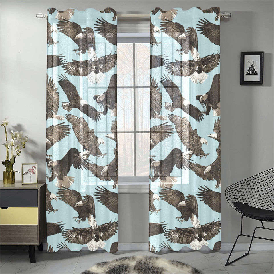 Eagle Pattern Print Design 01 Gauze Curtain
