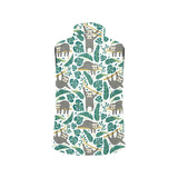 Cute sloths tropical palm leaves white background Women's Padded Vest