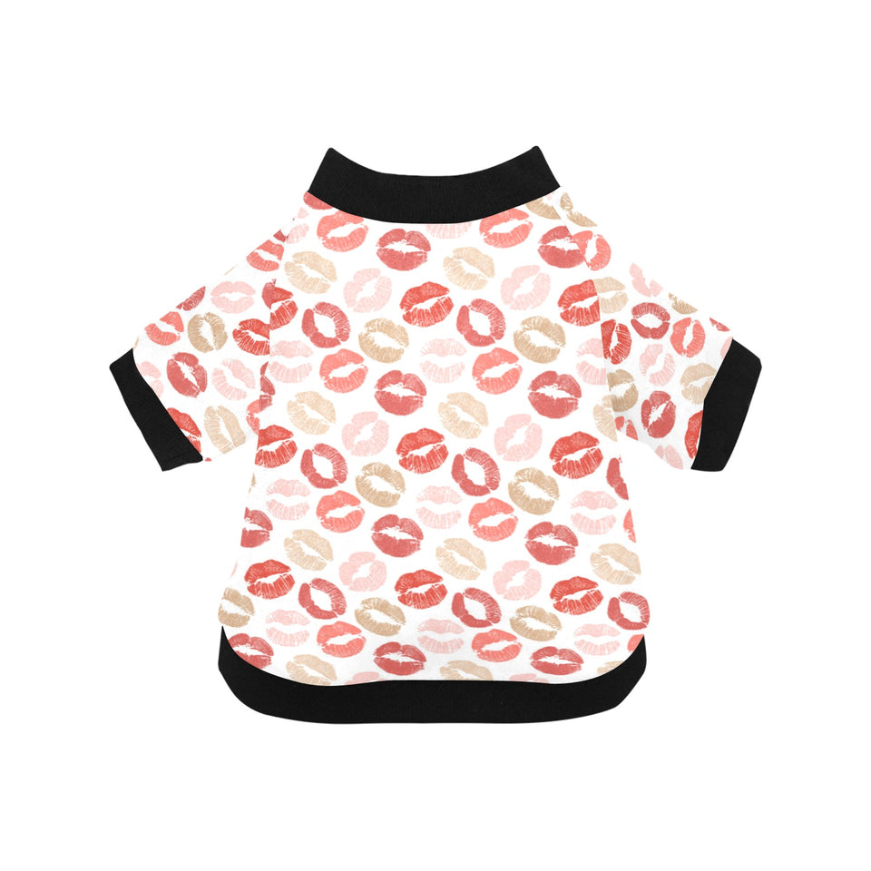 Lips Pattern Print Design 04 All Over Print Pet Dog Round Neck Fuzzy Shirt