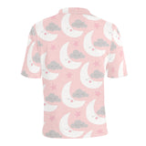 Cute moon cloud star pattern pink dot background Men's All Over Print Polo Shirt