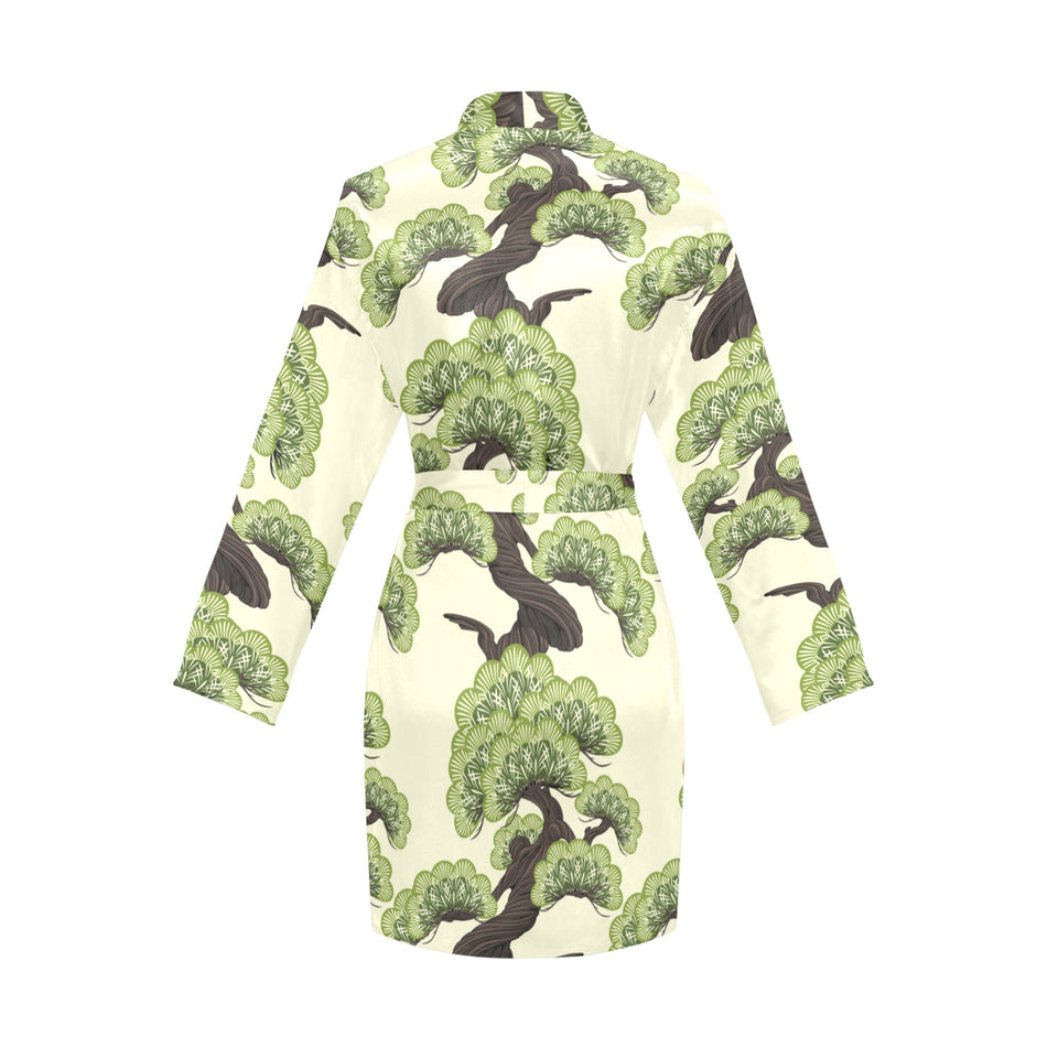 Bonsai pattern Women's Long Sleeve Belted Night Robe
