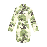 Bonsai pattern Women's Long Sleeve Belted Night Robe