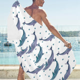 Dolphins pattern dotted background Beach Towel